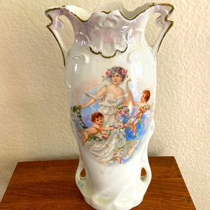 Vintage Victorian Angels Style Tall Double Handle Vase’ Made in Germany
